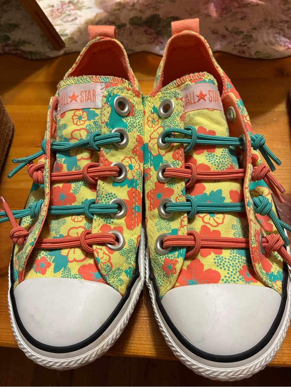 Converse Kids Floral Slip-On Sneakers - Yellow/Coral/Teal